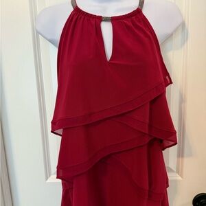 White House Black Market Red Ruffled Halter top